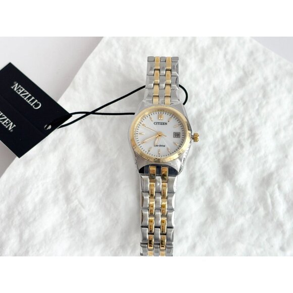 NEW Citizen Corso Eco-Drive Dual Silver & Gold Toned Watch 27mm EW2299-50A - Picture 3 of 14